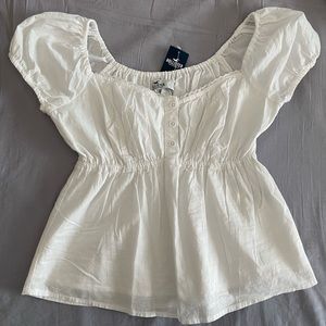 White Y2K Babydoll Blouse